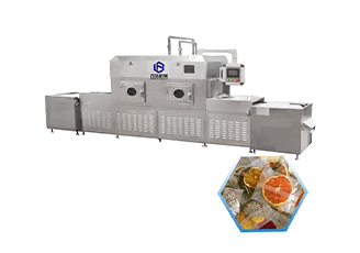 Microwave sterilization and drying machine for bagged fruit